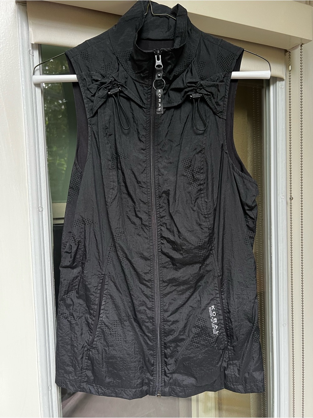 Koral Black Laser Perforated Ruched Back Active Vest - Size S